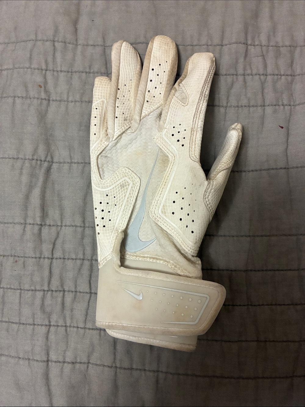 Nike Beige Left-Hand Softball Batting Glove with Wrist Strap
